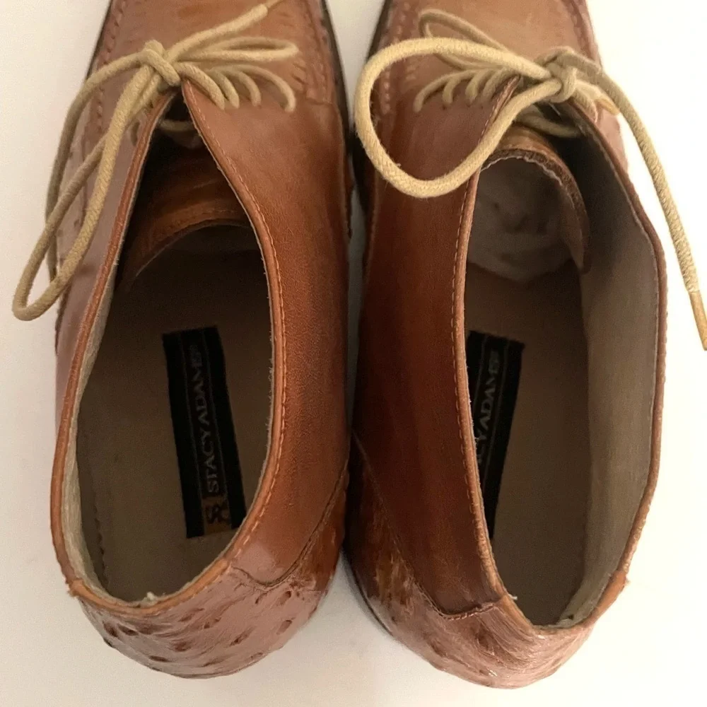 STACEY ADAMS mens square toe camel color Oxford shoe size 11